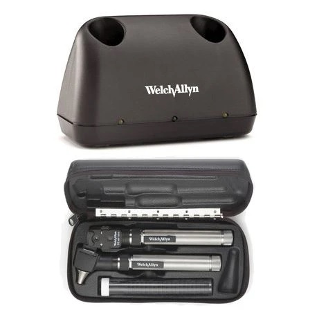 Pocketscope Set 2.5V w/Ophthalmoscope, Otoscope, Hard Case, Universal Desk Charger, Adapter Sleeve, Nickel-Cadmium Battery, Rechargeable (1/EA)  by Hillrom/Welch Allyn  ID 92850